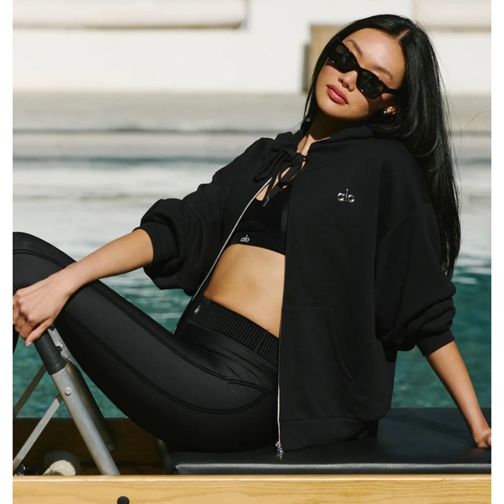 ALO Yoga Black Accolade Full Zip Hoodie S